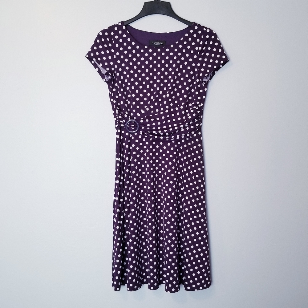 Perceptions Purple and White Polka Dot Dress🖤